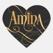 Persoonlijk Zwirly Script Amina Hart Sticker (Voorkant)