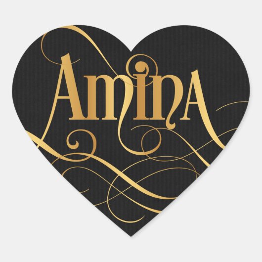 Persoonlijk Zwirly Script Amina Hart Sticker (Voorkant)