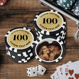 Persoonlijke 100 genummerde foto goud poker chips