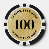 Persoonlijke 100 genummerde foto goud poker chips (Voorkant)