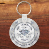 Persoonlijke 100e verjaardag Favors, STUNNING Sleutelhanger (Voorkant)