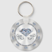 Persoonlijke 100e verjaardag feestvieren sleutelhanger (Achterkant)