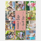 Persoonlijke 10 foto-Collage familie levensroze Fleece Deken (Voorkant)