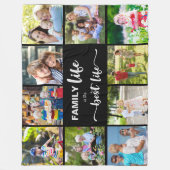 Persoonlijke 10 fotocollage-levensfamilie - zwart fleece deken (Voorkant)