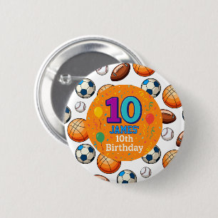 Persoonlijke 10e verjaardagsvieringspen ronde button 5,7 cm
