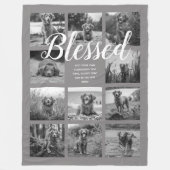 Persoonlijke 11 foto-collage BLESSED Grijs Fleece Deken (Voorkant)