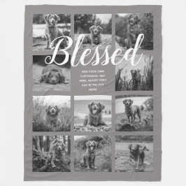 Persoonlijke 11 foto-collage BLESSED Grijs Fleece Deken