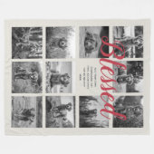 Persoonlijke 11 foto-collage BLESSED Grijs Rood Fleece Deken (Voorkant (Horizontaal))