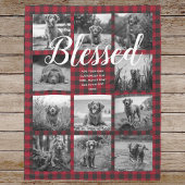 Persoonlijke 11 foto collage BLESSED Rode ruit Fleece Deken
