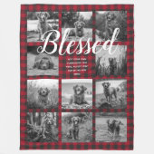 Persoonlijke 11 foto collage BLESSED Rode ruit Fleece Deken (Voorkant)