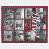 Persoonlijke 11 foto collage BLESSED Rode ruit Fleece Deken (Voorkant (Horizontaal))