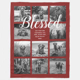 Persoonlijke 11 foto collage BLESSED Rood Fleece Deken