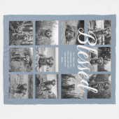 Persoonlijke 11 foto collage BLESSED Stof Blauw Fleece Deken (Voorkant (Horizontaal))
