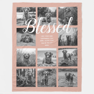 Persoonlijke 11 Foto Collage BLESSED Stof Roze Fleece Deken