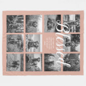 Persoonlijke 11 Foto Collage BLESSED Stof Roze Fleece Deken (Voorkant (Horizontaal))
