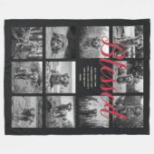 Persoonlijke 11 Foto Collage BLESSED Zwart Fleece Deken (Voorkant (Horizontaal))