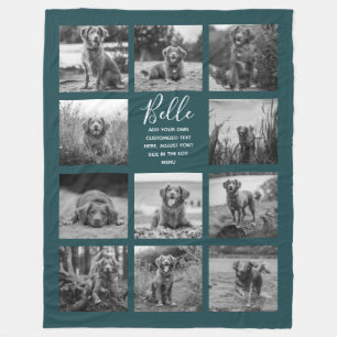 Persoonlijke 11 foto-collage diep teal fleece deken