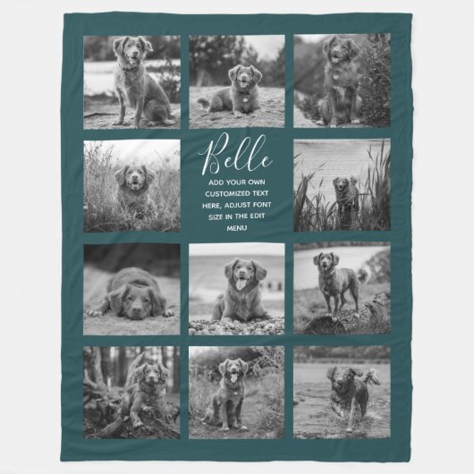 Persoonlijke 11 foto-collage diep teal fleece deken (Voorkant)