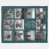 Persoonlijke 11 foto-collage diep teal fleece deken (Voorkant (Horizontaal))