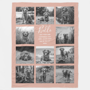 Persoonlijke 11 foto-collage stoffig roze fleece deken