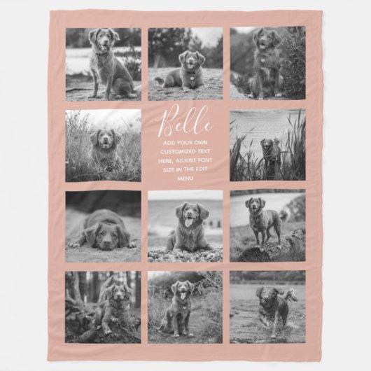 Persoonlijke 11 foto-collage stoffig roze fleece deken (Voorkant)