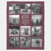 Persoonlijke 11 foto-collage wijnrood fleece deken (Voorkant)