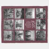 Persoonlijke 11 foto-collage wijnrood fleece deken (Voorkant (Horizontaal))