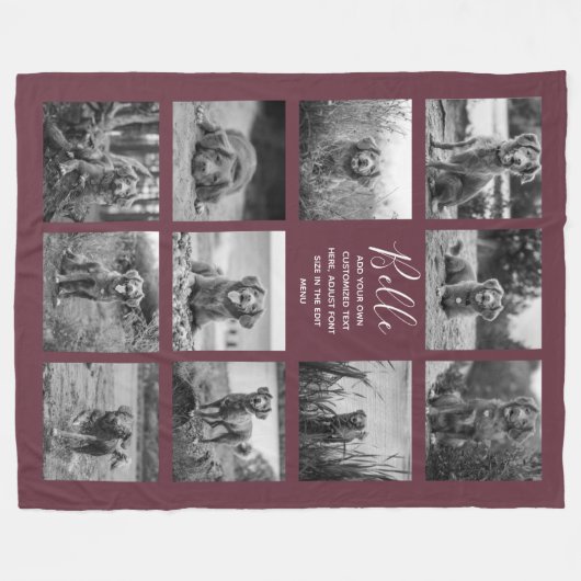 Persoonlijke 11 foto-collage wijnrood fleece deken (Voorkant (Horizontaal))