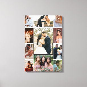 Persoonlijke 11-foto trouwcollage canvasprint canvas afdruk