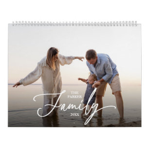 Persoonlijke 12 familiefoto's elegante typografie kalender