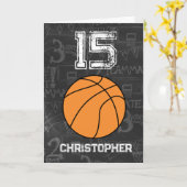 Persoonlijke 15e verjaardag Basketball Kaart (Gele Bloem)