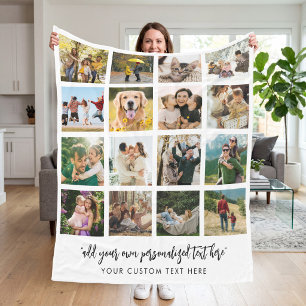 Persoonlijke 16 foto-collage fleece deken