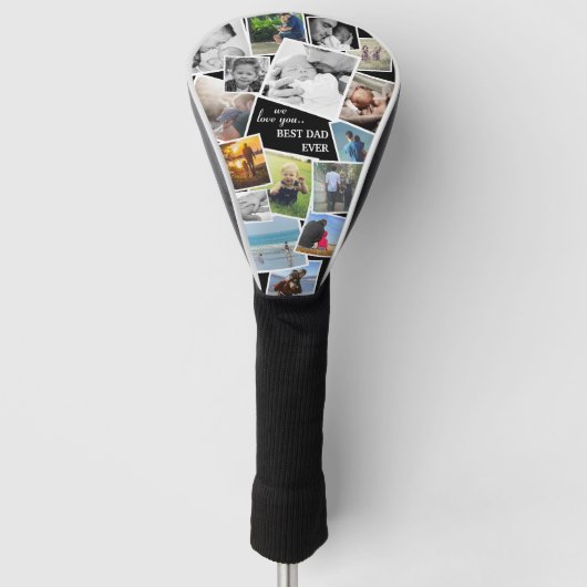 Persoonlijke 16 foto-collage voor vader golfheadcover (Voorkant)