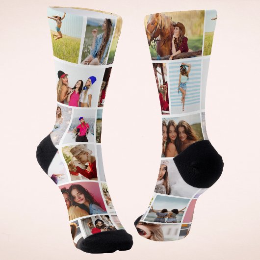 Persoonlijke 18 foto collage aangepaste cadeau sokken