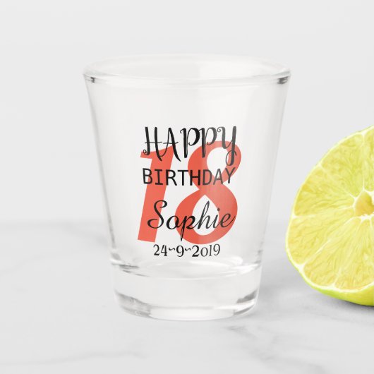 Persoonlijke 18e verjaardag shot glas (Voorkant)