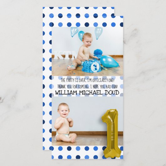 Persoonlijke 1 verjaardag - Hartelijk dank - Kaart (Voorkant / Achterkant)