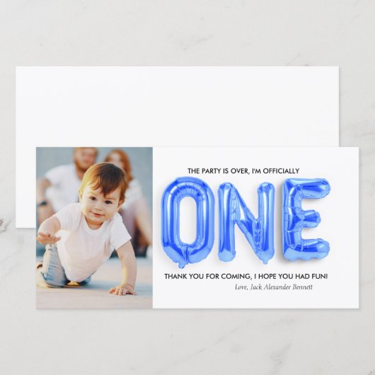 Persoonlijke 1 verjaardag - Hartelijk dank - Kaart (Voorkant / Achterkant)