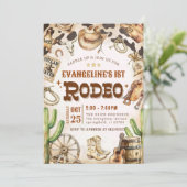 Persoonlijke 1e Cowboy Rodeo Wild West verjaardag Kaart (Staand voorkant)