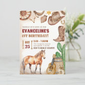 Persoonlijke 1e Cowboy Rodeo Wild West verjaardags Kaart (Staand voorkant)