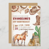 Persoonlijke 1e Cowboy Rodeo Wild West verjaardags Kaart (Voorkant / Achterkant)