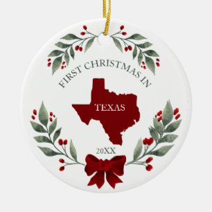 Persoonlijke 1e Kerstmis in Texas State Keramisch Ornament