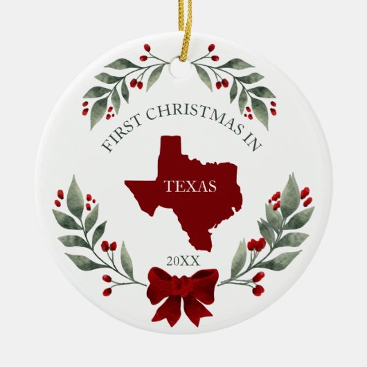 Persoonlijke 1e Kerstmis in Texas State Keramisch Ornament (Voorkant)