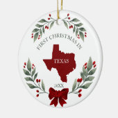 Persoonlijke 1e Kerstmis in Texas State Keramisch Ornament (Links)