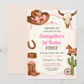 Persoonlijke 1e Rodeo Meisje Cowgirl verjaardag Kaart (Voorkant / Achterkant)