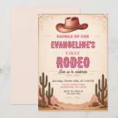 Persoonlijke 1e Rodeo Wild West Westerne verjaarda Kaart (Voorkant / Achterkant)