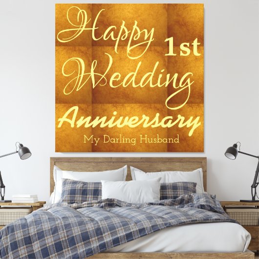 Persoonlijke 1e trouwdag voor koppels canvas afdruk (Insitu (Slaapkamer))