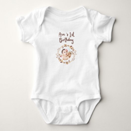 Persoonlijke 1e verjaardag baby romper (Voorkant)