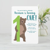 Persoonlijke 1e verjaardag Modern Beer Uitnodiging (Staand voorkant)