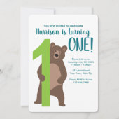 Persoonlijke 1e verjaardag Modern Beer Uitnodiging (Voorkant)