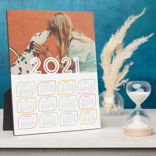 Persoonlijke 2021 Desktop Agenda | Modern blad Fotoplaat (Zijkant)